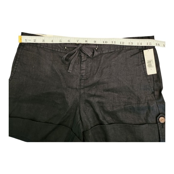 NWT Old Navy Shorts Womens 2 Mid-Rise Black 100% Linen Drawstring Lightweight - Picture 4 of 8